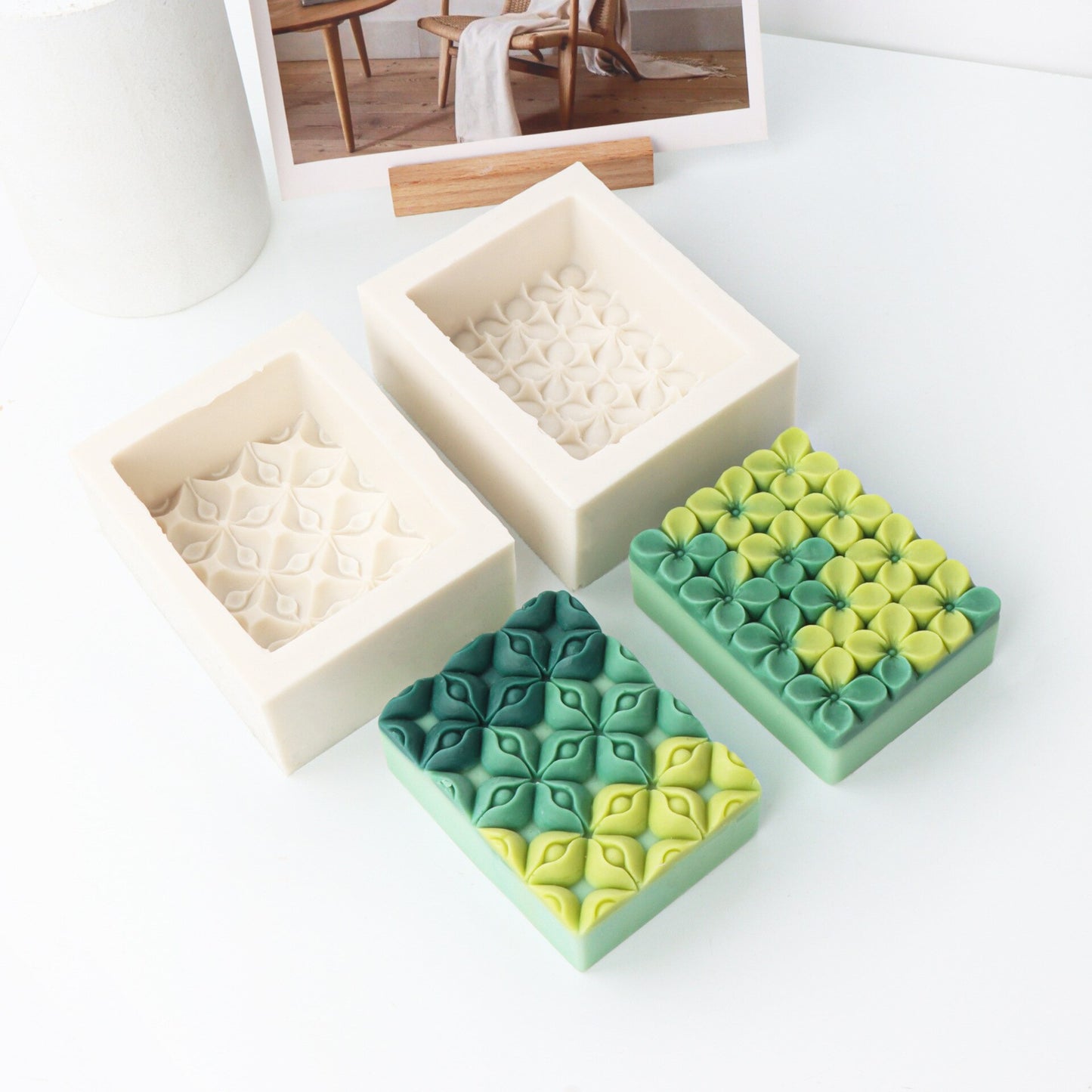 Eyes Square Silicone Candle Mold DIY Flower Pattern Plane Candle Making Kits Soap Resin Mold Gifts Craft Home Decor