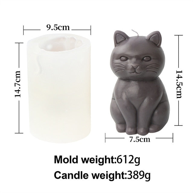 22CM Large 3D Standing cat Candle Mold Animal Soy Wax Silicone Mould Dog Cartoon cat epoxy resin silicone mold gypsum mold