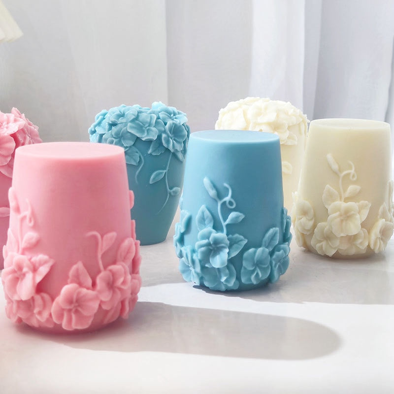 New Nordic Rattan Flowers Silicone Candle Mold Gypsum form Carving Art Aromatherapy Plaster Home Decoration Mold Wedding Gift