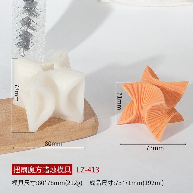3D Swirl Twisted Knot Candle Molds Wave Twirl Taper Spiral Silicone Mould Geometric Abstract Decorative Wavy Soy Wax Mold clay