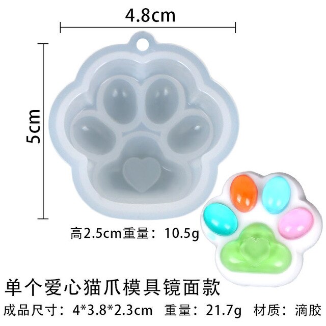 Mini Cat Paw Pendant Silicone Mold Keychain Pendants Epoxy Resin Molds for DIY Epoxy Resin Crafting Mould Jewelry Making Crasfs