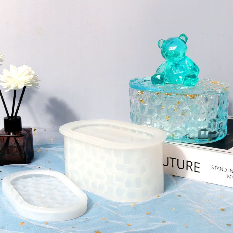 DIY Diamond Round Diamond Stacking High Storage Box Silicone Mold Candy Container Epoxy Resin Mold Liquid Release Jewelry Box