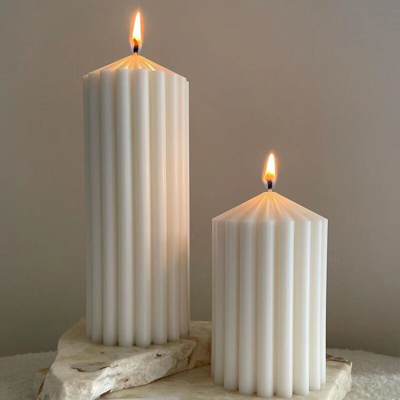 New Cylindrical Striped Candle Silicone Mold Geometry DIY Gypsum Resin Soap Candle Mold Home Party Candle Gift Making Mold