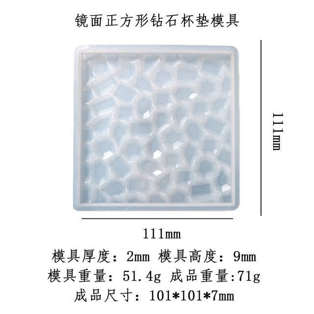 DIY Coaster Silicone Molds Crystal Epoxy Resin Mold AgatePlum Diamond Pattern Coaster Pendulum Home Decoration Cup Tray Jewelry