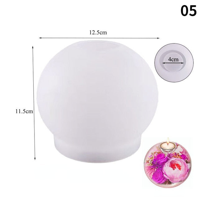 Round Ball-Shape Candle Holder Silicone Mold DIY Handicrafts Tealight Candlesticks Epoxy Resin Molds Wedding Home Decoration