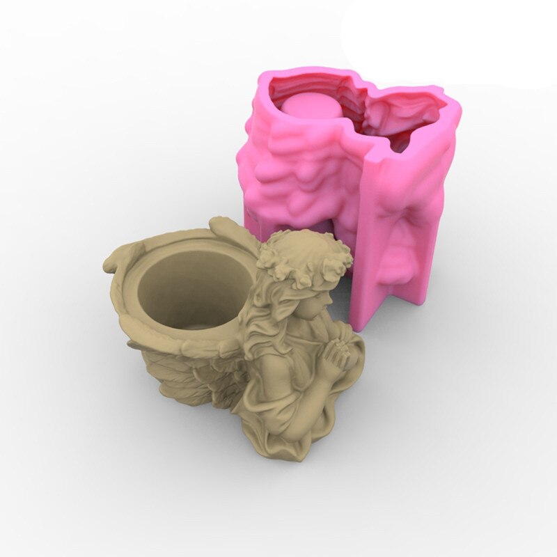 Hands Pray Angel Flowerpot Silicone Mold Wings Angel Vase Cement Silicone Mold Pen Holder Gypsum Mold Handicraft Home Decoration