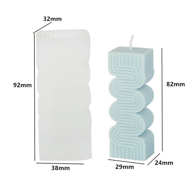3D Swirl Twisted Knot Candle Molds Wave Twirl Taper Spiral Silicone Mould Geometric Abstract Decorative Wavy Soy Wax Mold clay