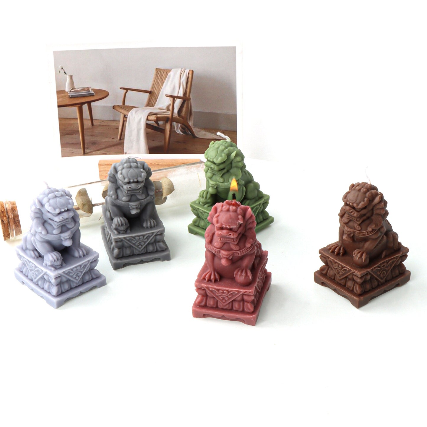 3D DIY Lovely Stone Lion Candle Silicone Mold Simulation Animal Lion Concrete Plaster Silicone Mold Home Decoration clay molds