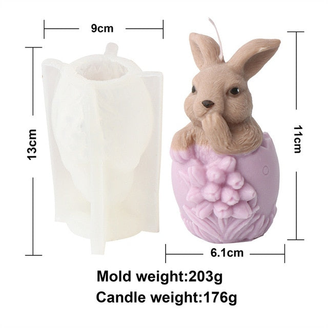 3D Egg Bunny Silicone Candle Mold Faceless Rabbit Head Aromatherapy Soap Plaster Resin Mould Candle Making Supplies Home Decor