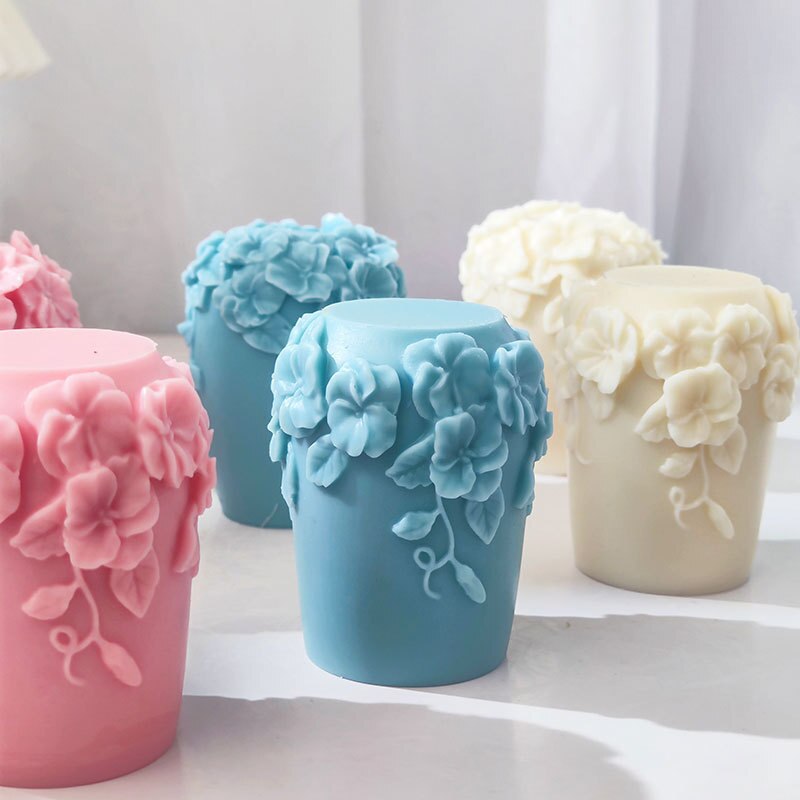 New Nordic Rattan Flowers Silicone Candle Mold Gypsum form Carving Art Aromatherapy Plaster Home Decoration Mold Wedding Gift