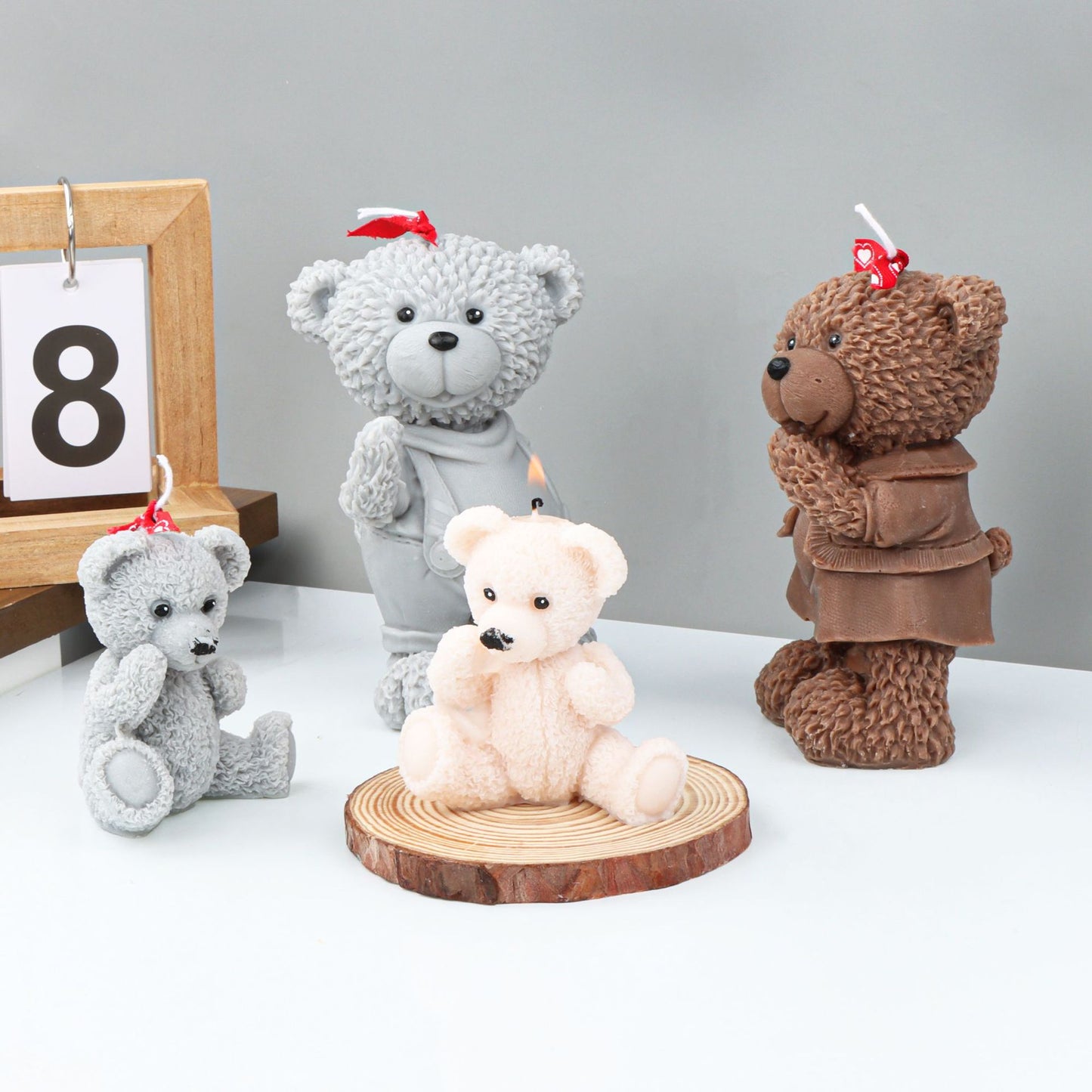 Large 3D Cute teddy animal bear candle silicone mold bear father mother cake chocolate silicone mold soap mold home decoration