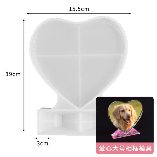 DIY Love Crystal Epoxy Resin Mold Rectangle Photo Frame with Base Silicone Mold Rectangle Photo Frame Crafts Jewelry Making