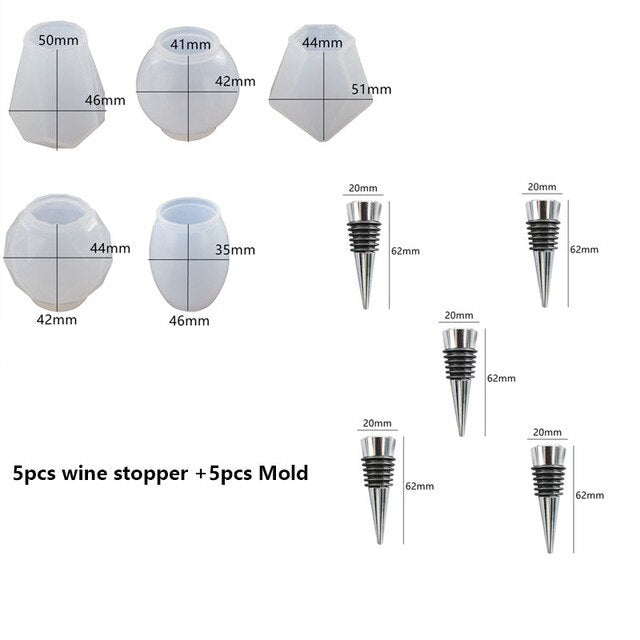 New Crystal Epoxy Resin Red Wine Stopper Silicone Mold For Resin DIY Bottle Stopper Making Wine Bottle Stopper Mould
