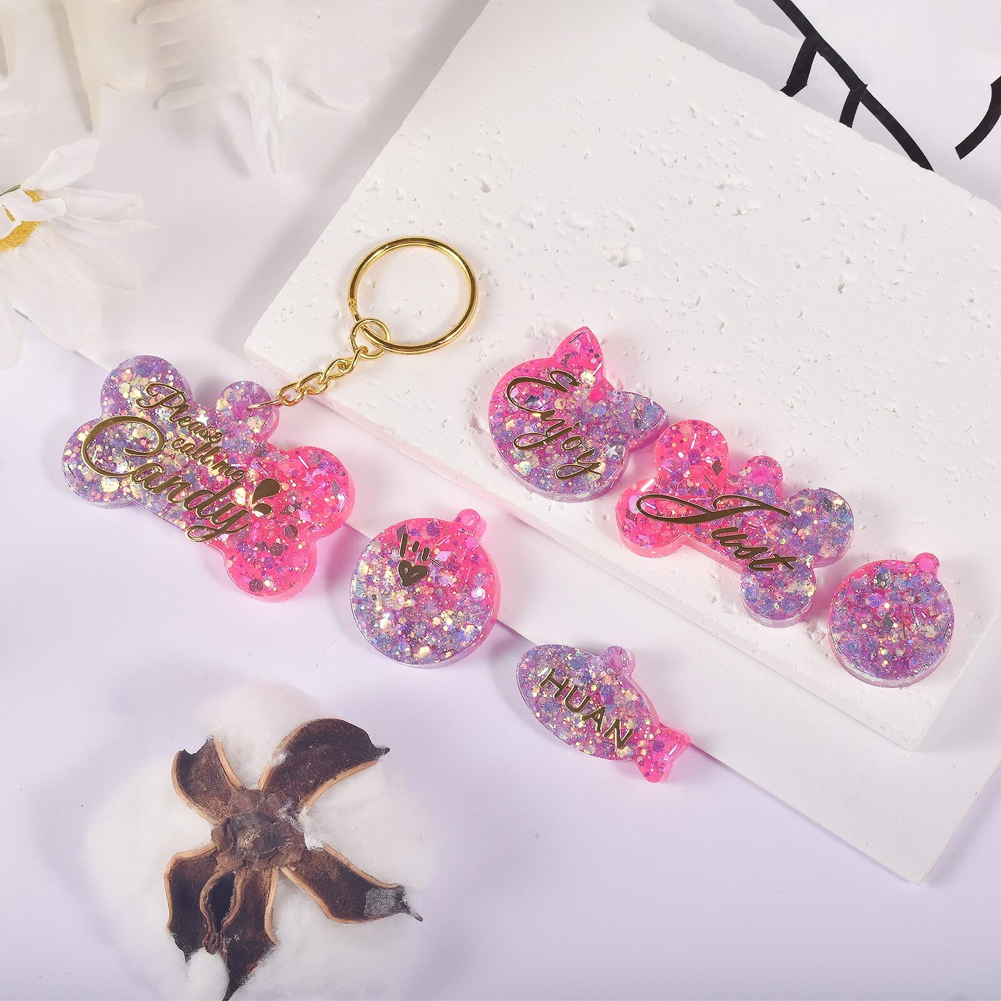 Dog Cat Keychain Mold Dog Tag Bone Shaped Epoxy Resin Mould for DIY Pets Key Chain Necklace Pendants Epoxy Resin Molds Crafts