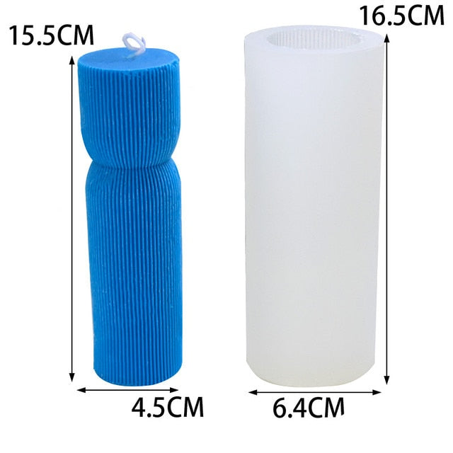 Striped cylindrical candle silicone mold Irregular geometry cylindrical candle silicone mold Home decoration soap silicone mold