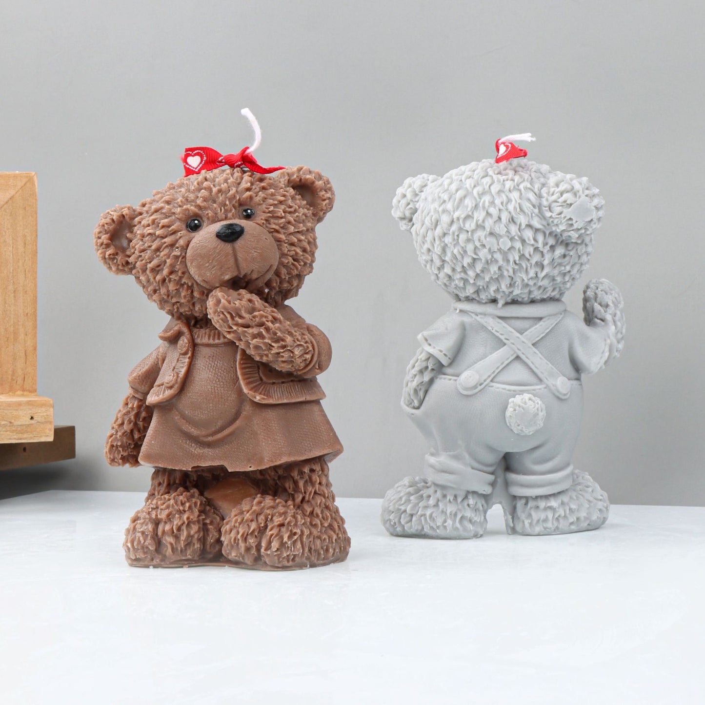 Large 3D Cute teddy animal bear candle silicone mold bear father mother cake chocolate silicone mold soap mold home decoration