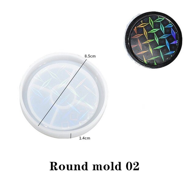 Holographic Light Coaster Silicone Mold DIY Hexagonal Round Coaster Crystal UV Epoxy Resin Mold Cup Tray Making Home Decor Gift