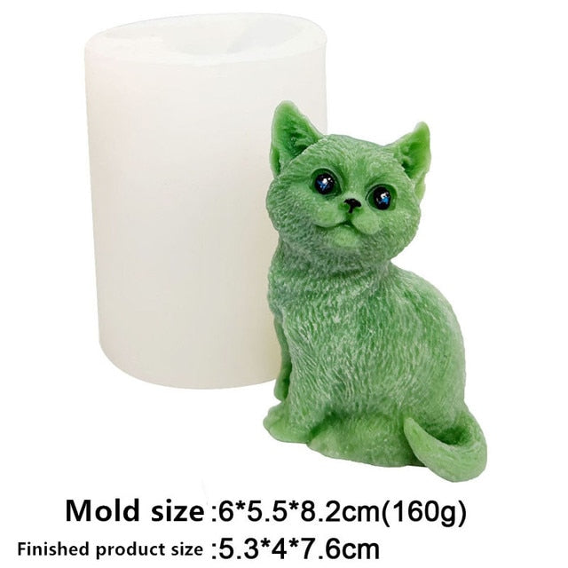Large 15cm Cat Candle Mold Squatting Cat Shaped Gypsum Candle Silicone Mold Household Decor DIY Aromatic Candle Mold clay mold