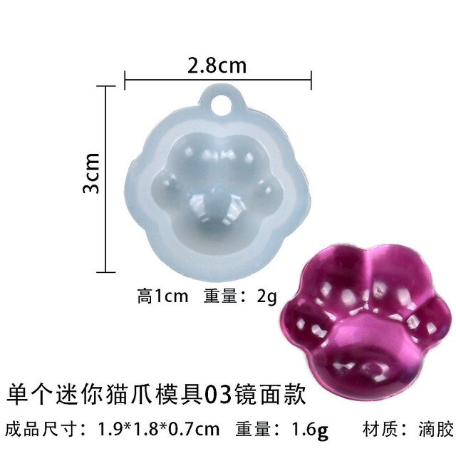 Mini Cat Paw Pendant Silicone Mold Keychain Pendants Epoxy Resin Molds for DIY Epoxy Resin Crafting Mould Jewelry Making Crasfs