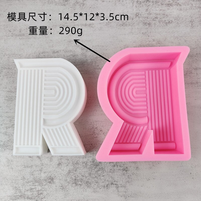 R Shape Letter Candle Silicone Mold Creativity R Home Decoration Resin Silicone Mold Concrete Cement Gypsum Silicone Mold