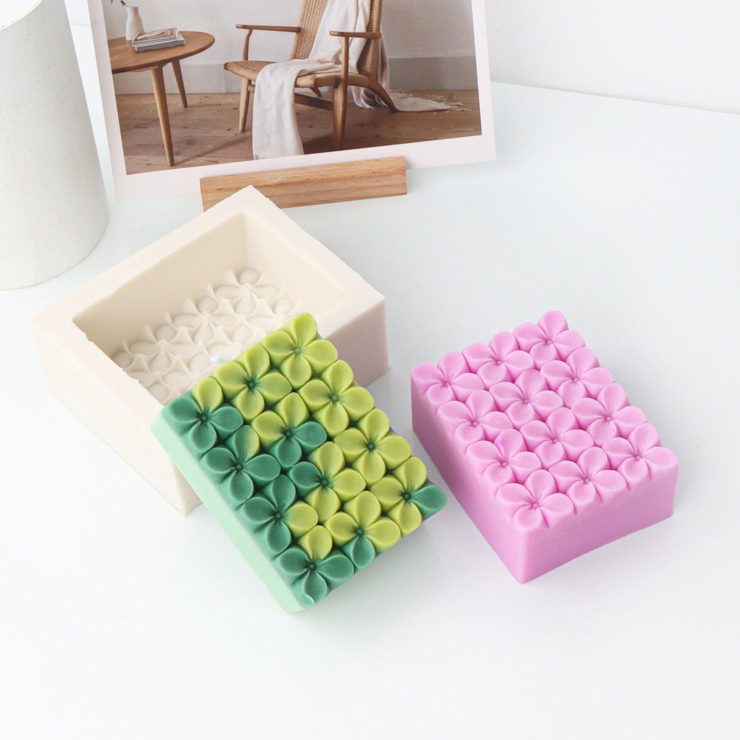 Eyes Square Silicone Candle Mold DIY Flower Pattern Plane Candle Making Kits Soap Resin Mold Gifts Craft Home Decor