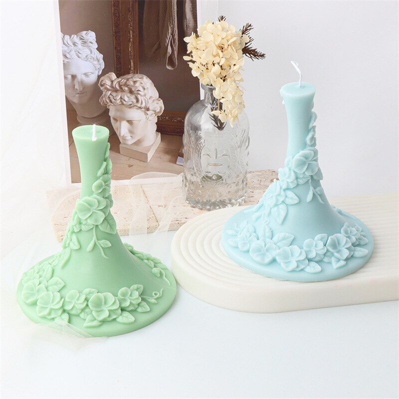 Large Rattan vase candle silicone mold pattern conical cylinder candle silicone mold lace embossed pattern resin silicone mold