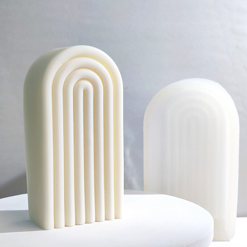 New DIY Art Geometric Rainbow U-Shaped Arch Candle Silicone Mold Handmade Craft Aromatherapy Candle Soy Wax Mould Home Decor