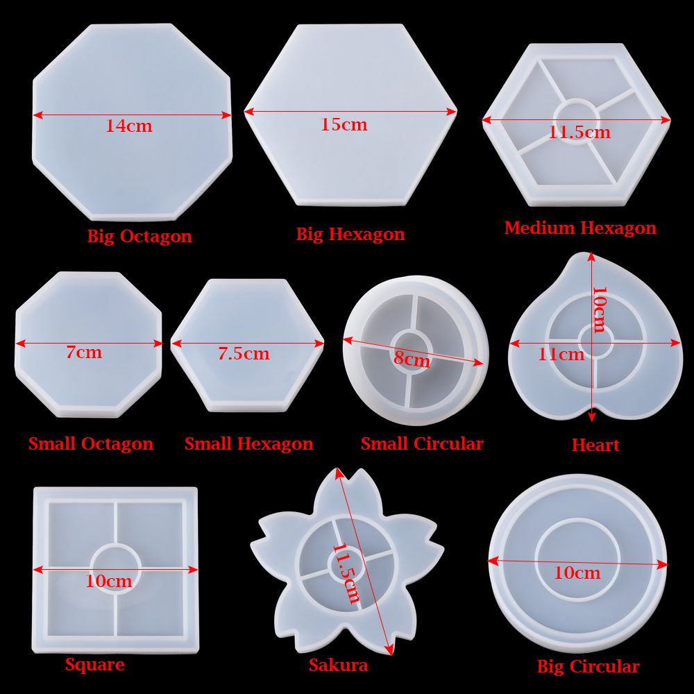 Polygon Base Materials Craft Handmade Silicone Molds Teacup Mat Mold Epoxy Crystal Glue Dropping Tool