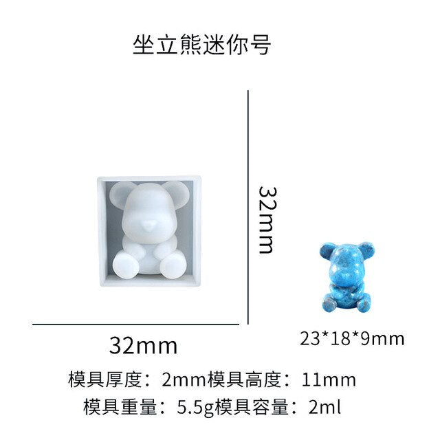 Silicone Bear Shape Mould Animals UV Molds For Resin Jewelry DIY Mold Resin Molds Transparent Making Tool DIY Kids Toy Wedding