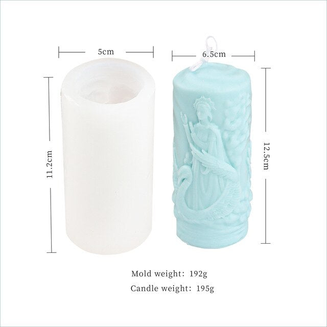 Goddess relief cylinder candle silicone mold Women's pattern candle silicone mold Swan flying bird soap candle silicone mold
