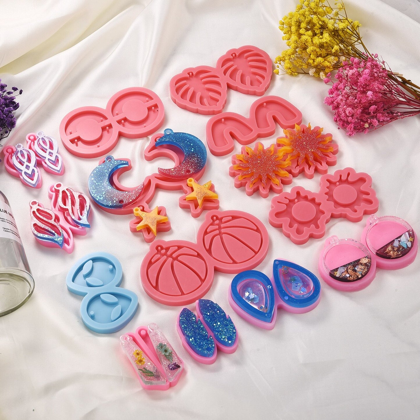 Resin Jewelry Molds Earring Pendant Silicone Molds Tear Drop Hoop Shape Hollow Out Earrings Epoxy Casting Mold For Key Chains