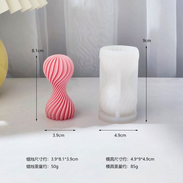 3D Swirl Twisted Knot Candle Molds Wave Twirl Taper Spiral Silicone Mould Geometric Abstract Decorative Wavy Soy Wax Mold clay