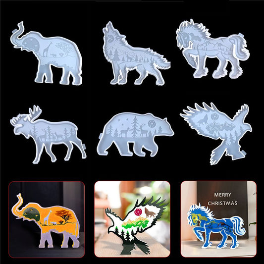 Bear Elephant Animal Jewelry Making Tools DIY Pendant Epoxy Resin Molds Silicone Mould Wolf Ornament Resin Mold