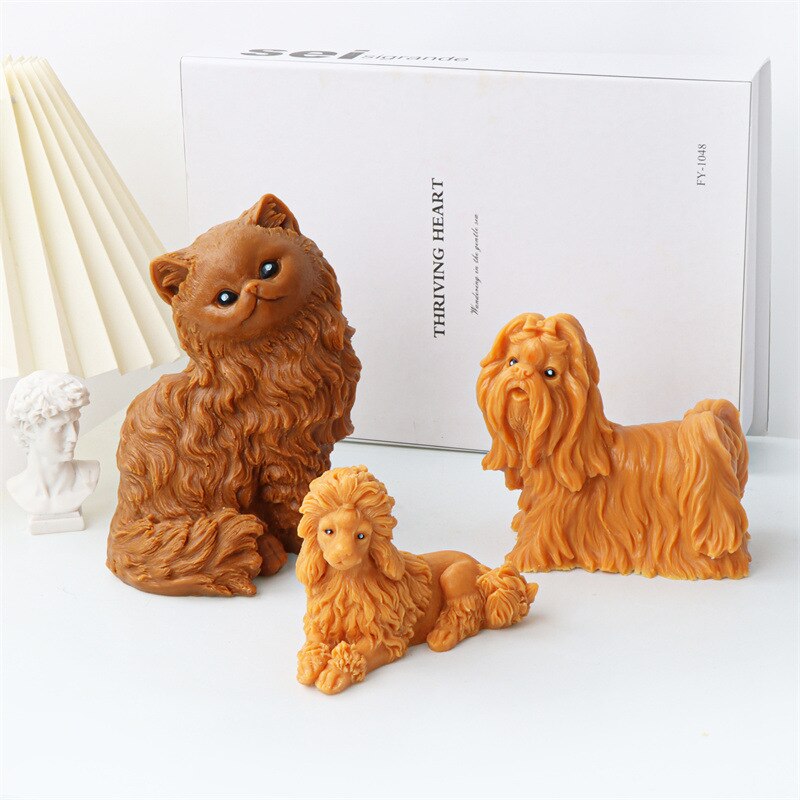 3D Cute Shapi Dog Animal Candle Silicone Mold Teddy Dog Candle Silicone Mold Lovely Cat Cake Chocolate Silicone Mold clay molds