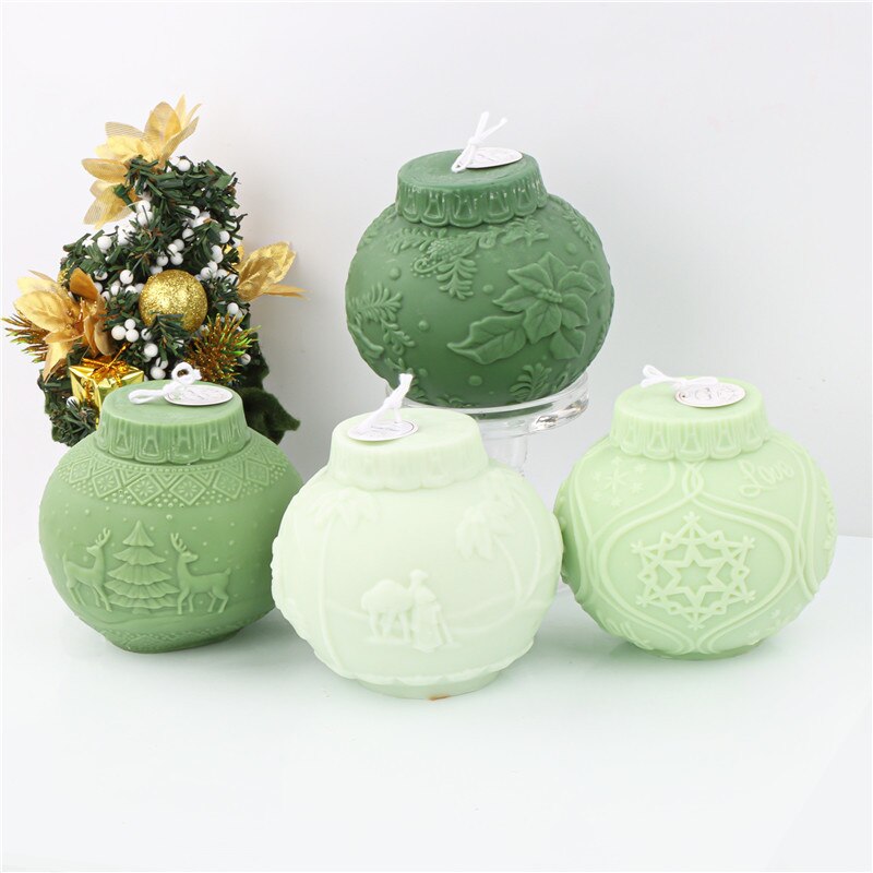 3D Elk snowflake Pattern Ball Candle Silicone Mold Christmas Ball Aroma Epoxy Resin Mold Soap Candle Making Christmas Home Decor