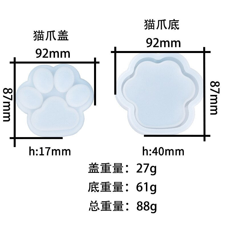 Cat Paw Storage Box Silicone Mold For DIY Epoxy Resin Jewelry Making Shape Cut Mold Crystal UV Epoxy Resin Gift Box Jewelry Tool