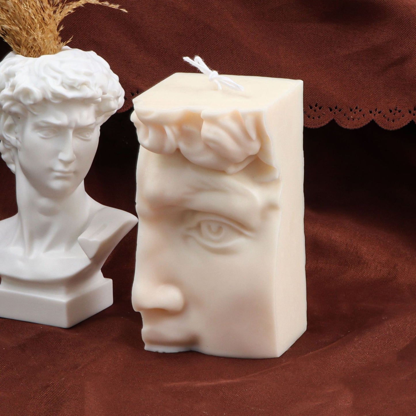 3D Body Art David Face Silicone Mould Greek Statue Sculpture Half Head Lips Mouth Hercule Candle Molds For Home Decoration