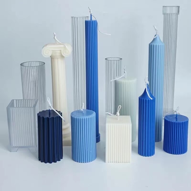 Regular geometry candle Acrylic mold stripe Cylindrical candle Plastic mold Spherical cylinder candle Silicone mould Home decor
