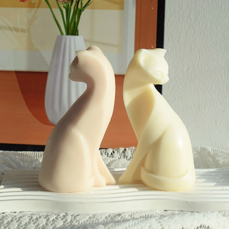 Large 15cm Cat Candle Mold Squatting Cat Shaped Gypsum Candle Silicone Mold Household Decor DIY Aromatic Candle Mold clay mold