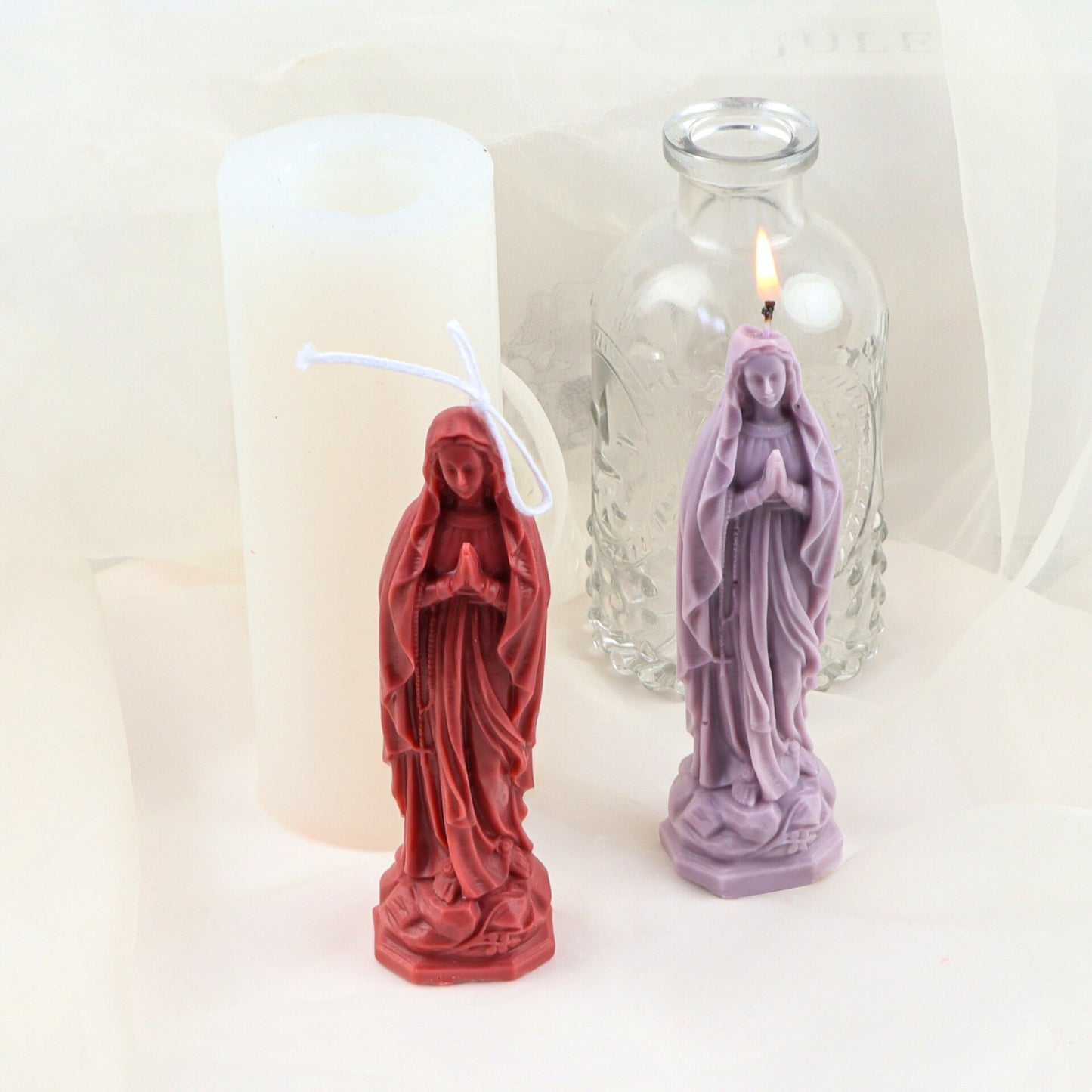 Maria Candle Silicone Mold 3D Holy Virgin Statue Epoxy Resin Silicone Mold Home Decoration Soap Silicone Mold clay molds