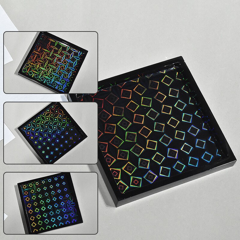 Holographic Light Coaster Silicone Mold DIY Hexagonal Round Coaster Crystal UV Epoxy Resin Mold Cup Tray Making Home Decor Gift