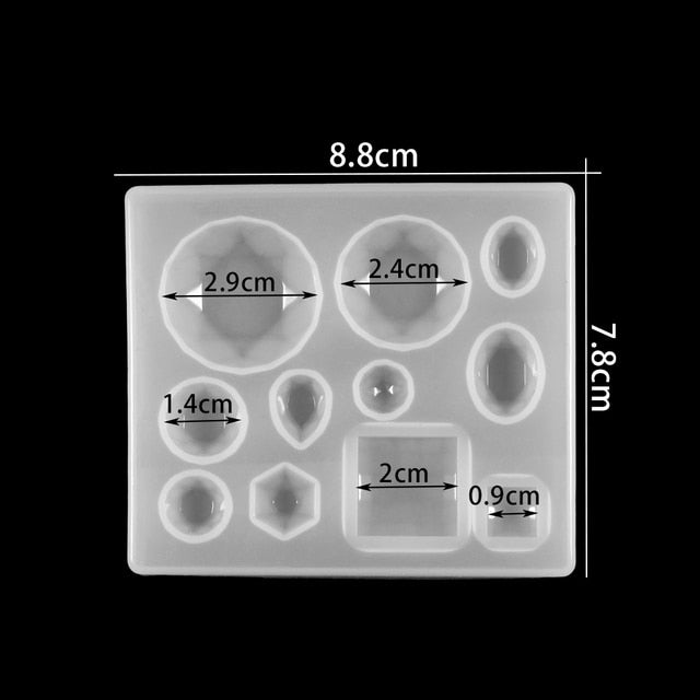 A variety of heart-shaped round oval rectangular silicone stud molds Mixed jewelry epoxy resin molds DIY jewelry making tools