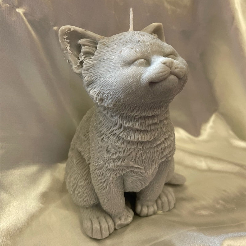 3D большая форма Свеча-кошка, животные, щенки Тедди, соевый воск, силиконовая форма, щенок, собака, любимый, домашний декор, рождественский по