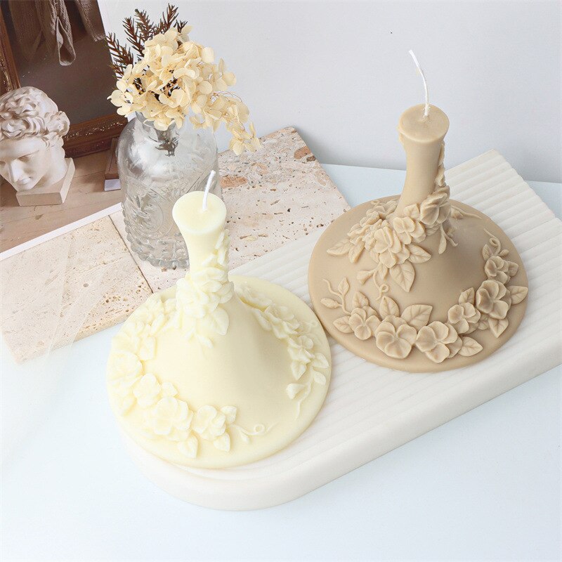 Large Rattan vase candle silicone mold pattern conical cylinder candle silicone mold lace embossed pattern resin silicone mold