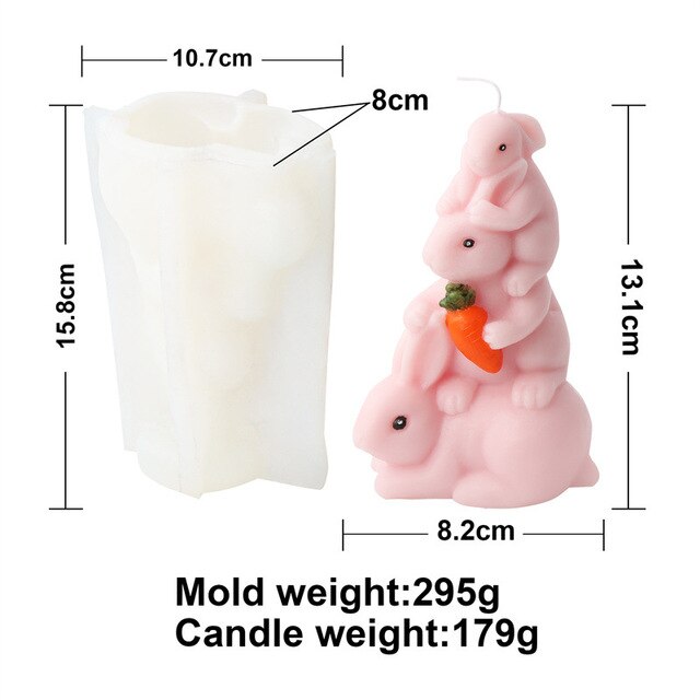 3D Cartoon Tortoise Candle Silicone Mold Cute Animal Rabbit Tortoise Family Cake Chocolate Silicone Mold Bear silicone mold