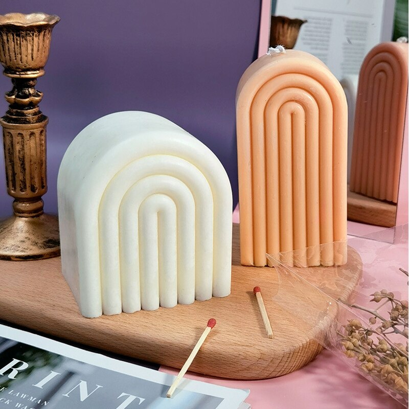 New DIY Art Geometric Rainbow U-Shaped Arch Candle Silicone Mold Handmade Craft Aromatherapy Candle Soy Wax Mould Home Decor