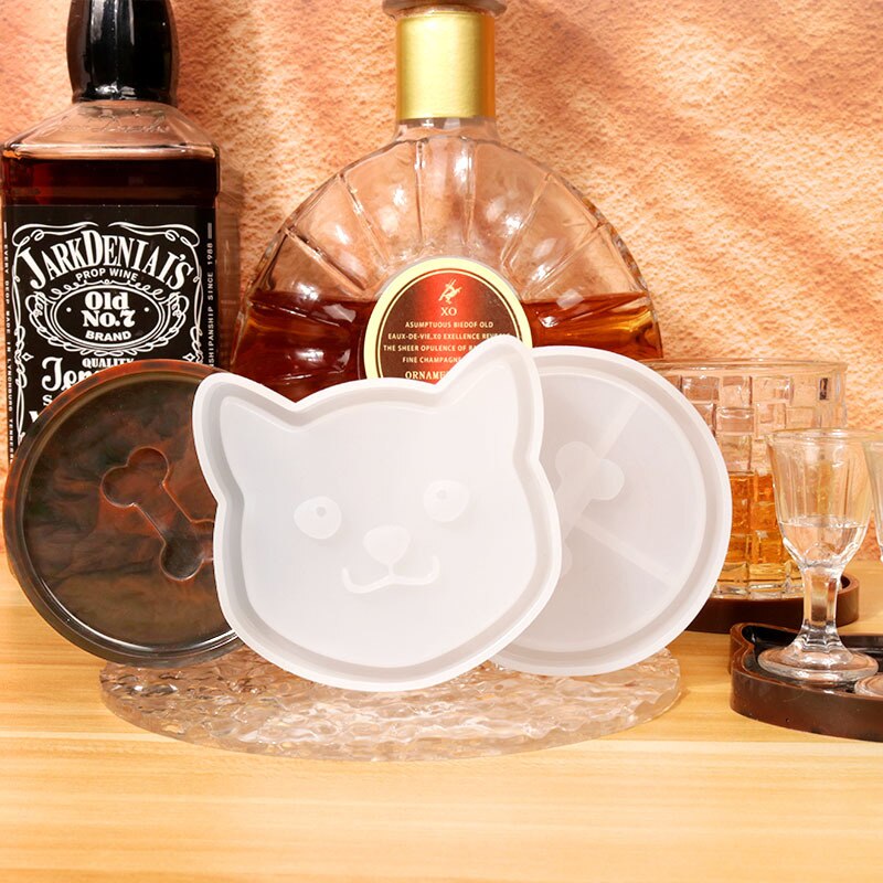 DIY Pet Coaster Silicone Molds Creative Cat Bones Pet Storage Coaster Epoxy Resin Mold Handmade Home Decor Candle Base Mould