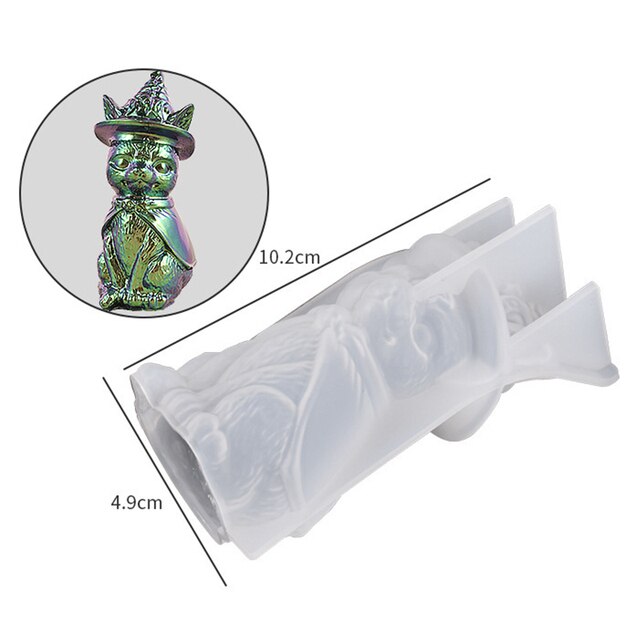 3D Magic Cat Silicone Mold DIY Crystal Epoxy Resin Mold Devil Pirate Cat Key Pendant Animal Ornament Silicone Mold Jewelry Tool