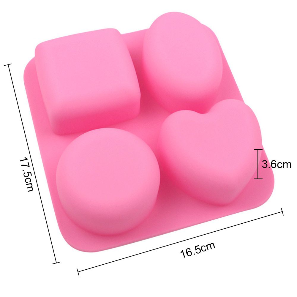 Craft 4 Cavities Cylinder Round Oval Heart Square Shape Soaps Supplies Cake Mould Silicone Soap Mold Pudding Candy Mold