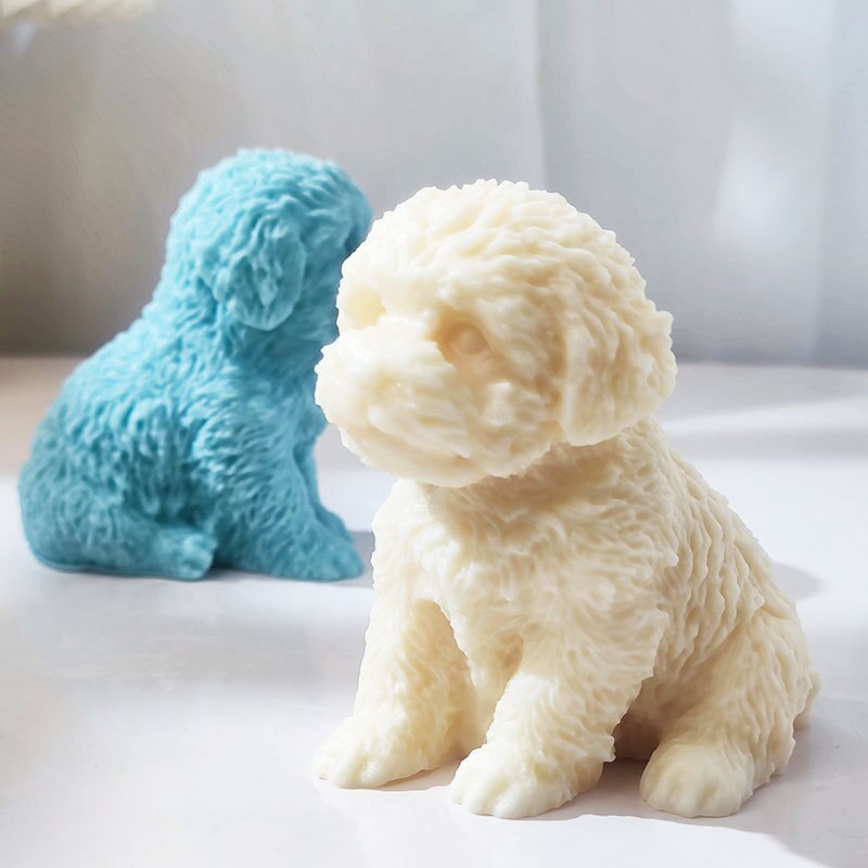 Large Dog Candle Mold Animal Teddy Puppies Soy Wax Silicone Mould Puppy Dog Lover Home Decor Christmas Gift Craft Supplies